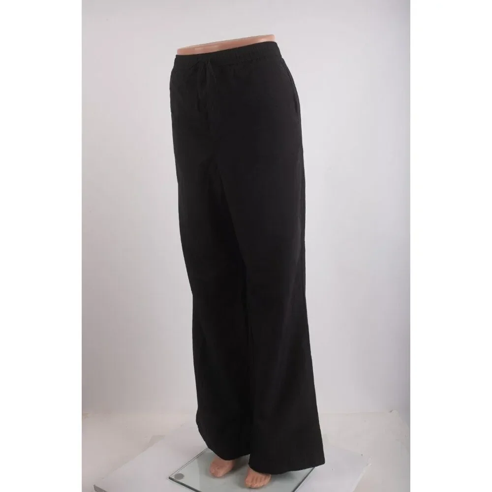Zara Womans Pants jogger Size M Black Wide Leg High Elastic Waist 4174/873 NWOT - Picture 3 of 7